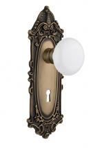 Nostalgic Warehouse 713126 - Nostalgic Warehouse Victorian Plate with Keyhole Passage White Porcelain Door Knob in Antique Bras