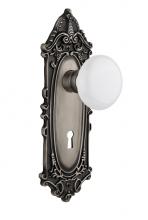 Nostalgic Warehouse 713128 - Nostalgic Warehouse Victorian Plate with Keyhole Passage White Porcelain Door Knob in Antique Pewt