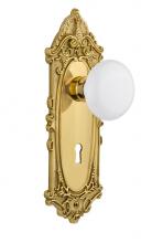 Nostalgic Warehouse 713142 - Nostalgic Warehouse Victorian Plate with Keyhole Passage White Porcelain Door Knob in Polished Bra