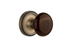 Nostalgic Warehouse 713207 - Nostalgic Warehouse Classic Rosette Privacy Brown Porcelain Door Knob in Antique Brass