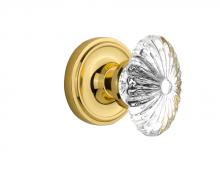 Nostalgic Warehouse 714527 - Nostalgic Warehouse Classic Rosette Privacy Oval Fluted Crystal Glass Door Knob in Polished Brass