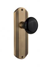 Nostalgic Warehouse 714799 - Nostalgic Warehouse Deco Plate Privacy Black Porcelain Door Knob in Antique Brass