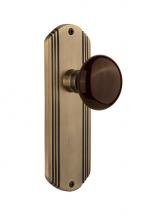 Nostalgic Warehouse 714807 - Nostalgic Warehouse Deco Plate Privacy Brown Porcelain Door Knob in Antique Brass