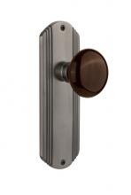 Nostalgic Warehouse 714808 - Nostalgic Warehouse Deco Plate Privacy Brown Porcelain Door Knob in Antique Pewter