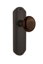 Nostalgic Warehouse 714810 - Nostalgic Warehouse Deco Plate Privacy Brown Porcelain Door Knob in Oil-Rubbed Bronze