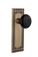 Nostalgic Warehouse 715966 - Nostalgic Warehouse Mission Plate Single Dummy Black Porcelain Door Knob in Antique Brass