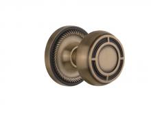 Nostalgic Warehouse 716670 - Nostalgic Warehouse Rope Rosette Single Dummy Mission Door Knob in Antique Brass