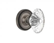 Nostalgic Warehouse 717666 - Nostalgic Warehouse Rope Rosette Privacy Oval Fluted Crystal Glass Door Knob in Antique Pewter