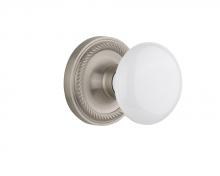 Nostalgic Warehouse 717717 - Nostalgic Warehouse Rope Rosette Privacy White Porcelain Door Knob in Satin Nickel