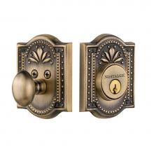 Nostalgic Warehouse 719040 - Nostalgic Warehouse Meadows Plate Single Cylinder Deadbolt in Antique Brass