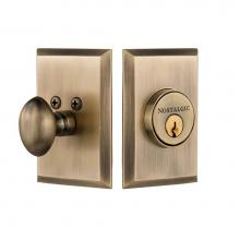 Nostalgic Warehouse 719057 - Nostalgic Warehouse New York Plate Single Cylinder Deadbolt in Antique Brass