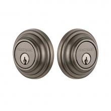 Nostalgic Warehouse 719120 - Nostalgic Warehouse Classic Rosette Double Cylinder Deadbolt in Antique Pewter