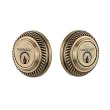 Nostalgic Warehouse 719209 - Nostalgic Warehouse Rope Rosette Double Cylinder Deadbolt in Antique Brass