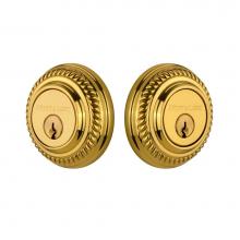 Nostalgic Warehouse 719212 - Nostalgic Warehouse Rope Rosette Double Cylinder Deadbolt in Polished Brass