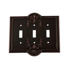 Nostalgic Warehouse 719640 - Nostalgic Warehouse Meadows Switch Plate with Triple Toggle in Timeless Bronze