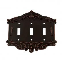 Nostalgic Warehouse 719652 - Nostalgic Warehouse Victorian Switch Plate with Triple Toggle in Timeless Bronze