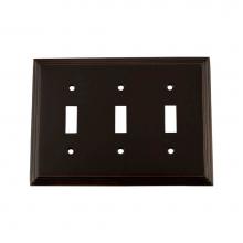 Nostalgic Warehouse 719664 - Nostalgic Warehouse Deco Switch Plate with Triple Toggle in Timeless Bronze