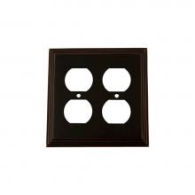 Nostalgic Warehouse 719669 - Nostalgic Warehouse Deco Switch Plate with Double Outlet in Timeless Bronze