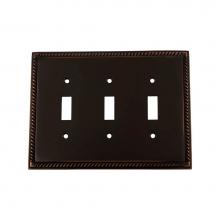 Nostalgic Warehouse 719676 - Nostalgic Warehouse Rope Switch Plate with Triple Toggle in Timeless Bronze