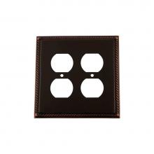 Nostalgic Warehouse 719681 - Nostalgic Warehouse Rope Switch Plate with Double Outlet in Timeless Bronze