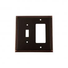 Nostalgic Warehouse 719682 - Nostalgic Warehouse Rope Switch Plate with Toggle and Rocker in Timeless Bronze