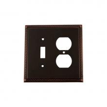 Nostalgic Warehouse 719683 - Nostalgic Warehouse Rope Switch Plate with Toggle and Outlet in Timeless Bronze