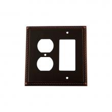 Nostalgic Warehouse 719684 - Nostalgic Warehouse Rope Switch Plate with Rocker and Outlet in Timeless Bronze