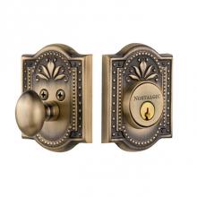 Nostalgic Warehouse 726007 - Nostalgic Warehouse Meadows Plate Single Cylinder Deadbolt in Antique Brass