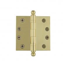 Nostalgic Warehouse 728372 - Nostalgic Warehouse 4'' Ball Tip Heavy Duty Hinge with Square Corners in Polished Brass