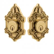 Nostalgic Warehouse 733019 - Nostalgic Warehouse Victorian Plate Double Cylinder Deadbolt in Polished Brass