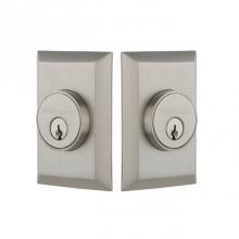 Nostalgic Warehouse 733281 - Nostalgic Warehouse New York Plate Double Cylinder Deadbolt in Satin Nickel