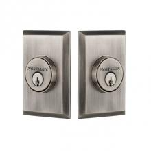 Nostalgic Warehouse 733284 - Nostalgic Warehouse New York Plate Double Cylinder Deadbolt in Antique Pewter