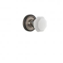 Nostalgic Warehouse 747953 - Nostalgic Warehouse Classic Rosette Passage Waldorf White Milk Glass Knob in Antique Pewter