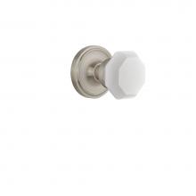 Nostalgic Warehouse 747981 - Nostalgic Warehouse Classic Rosette Passage Waldorf White Milk Glass Knob in Satin Nickel