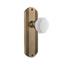 Nostalgic Warehouse 748572 - Nostalgic Warehouse Deco Plate Single Dummy Waldorf White Milk Glass Knob in Antique Brass