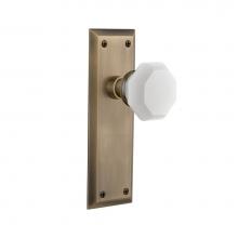 Nostalgic Warehouse 748599 - Nostalgic Warehouse New York Plate Single Dummy Waldorf White Milk Glass Knob in Antique Brass