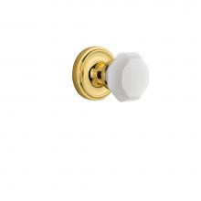 Nostalgic Warehouse 748911 - Nostalgic Warehouse Classic Rosette Privacy Waldorf White Milk Glass Knob in Polished Brass