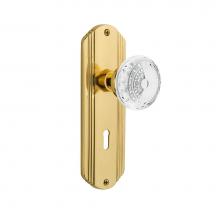 Nostalgic Warehouse 752540 - Nostalgic Warehouse Deco Plate Single Dummy with Keyhole Crystal Meadows Knob in Polished Brass