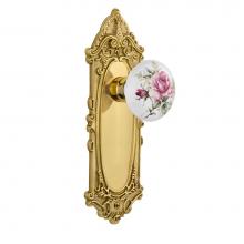 Nostalgic Warehouse 702670 - Nostalgic Warehouse Victorian Plate Passage White Rose Porcelain Door Knob in Unlacquered Brass