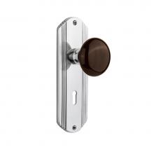 Nostalgic Warehouse 705751 - Nostalgic Warehouse Prairie Plate with Keyhole Privacy Brown Porcelain Door Knob in Bright Chrome