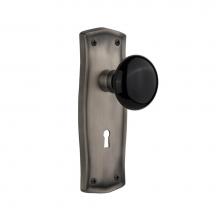 Nostalgic Warehouse 710083 - Nostalgic Warehouse Prairie Plate with Keyhole Passage Black Porcelain Door Knob in Antique Pewter