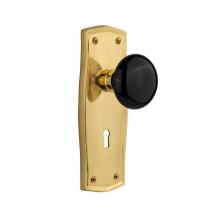 Nostalgic Warehouse 710086 - Nostalgic Warehouse Prairie Plate with Keyhole Passage Porcelain Door Knob in Polished Brass