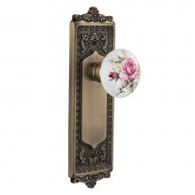 Nostalgic Warehouse 710887 - Nostalgic Warehouse Egg & Dart Plate Passage White Rose Porcelain Door Knob in Antique Brass