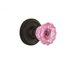 Nostalgic Warehouse 720165 - Nostalgic Warehouse Classic Rosette Passage Crystal Pink Glass Door Knob in Oil-Rubbed Bronze