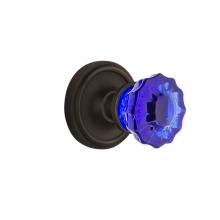 Nostalgic Warehouse 720166 - Nostalgic Warehouse Classic Rosette Passage Crystal Cobalt Glass Door Knob in Oil-Rubbed Bronze