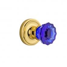 Nostalgic Warehouse 720169 - Nostalgic Warehouse Classic Rosette Passage Crystal Cobalt Glass Door Knob in Polished Brass