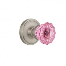 Nostalgic Warehouse 720171 - Nostalgic Warehouse Classic Rosette Passage Crystal Pink Glass Door Knob in Satin Nickel