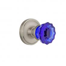 Nostalgic Warehouse 720172 - Nostalgic Warehouse Classic Rosette Passage Crystal Cobalt Glass Door Knob in Satin Nickel