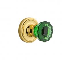 Nostalgic Warehouse 720182 - Nostalgic Warehouse Classic Rosette Passage Crystal Emerald Glass Door Knob in Unlaquered Brass