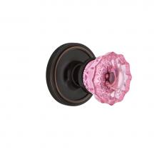 Nostalgic Warehouse 720192 - Nostalgic Warehouse Classic Rosette Passage Crystal Pink Glass Door Knob in Timeless Bronze